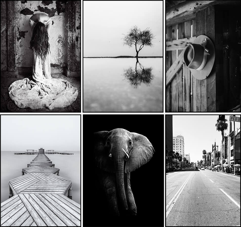 Plakáty s černobílými fotografiemi