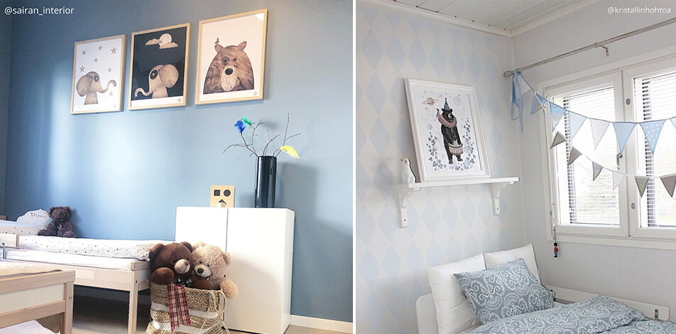 Výzdoba dětského pokoje – plakáty se slonem a medvědem