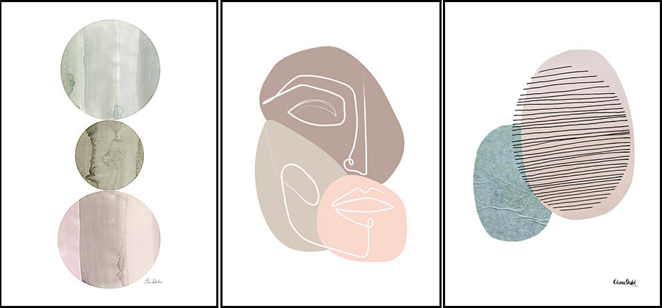 3 plakáty s grafickými motivy – abstraktní umění