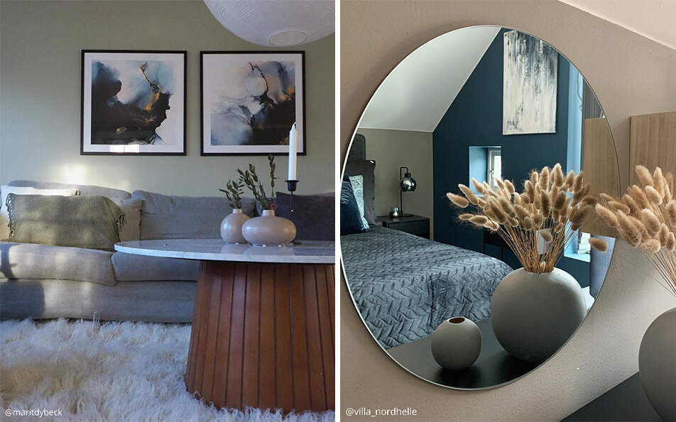 Posters, ramar, speglar - naturnära inredning