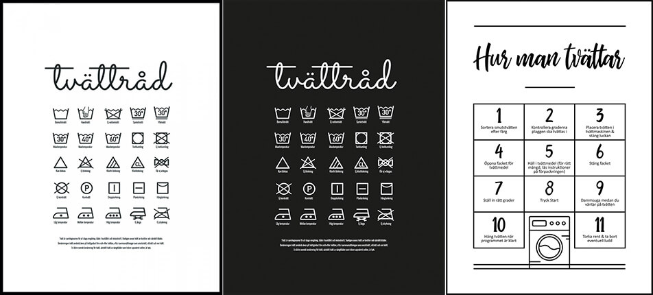 Zařízení prádelny / plakáty s pracími symboly