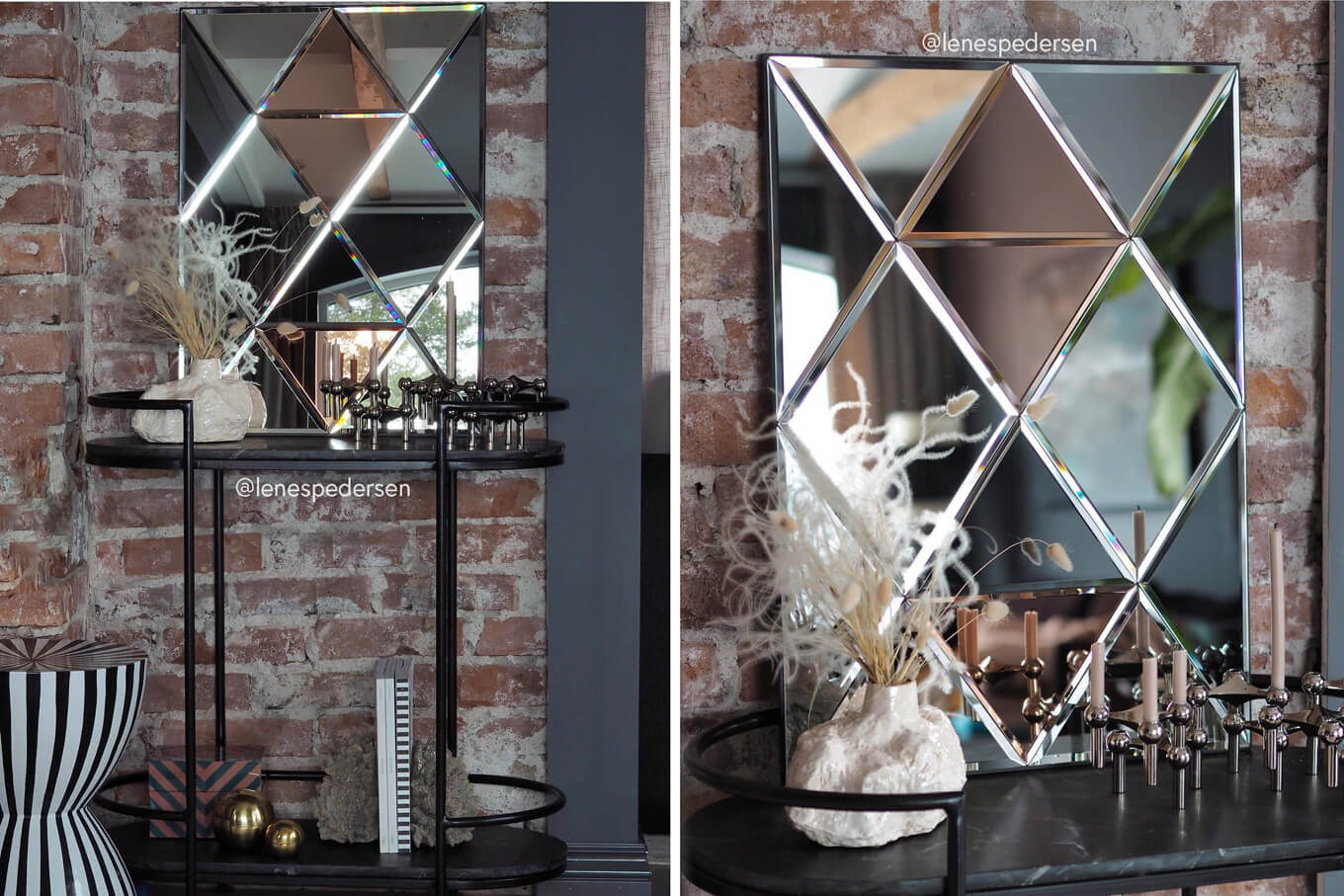 Detaljrika speglar - Spegel på tegelvägg